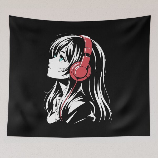 Item preview, Anime Headphones manga - color knockout designed and sold by MaveArts.