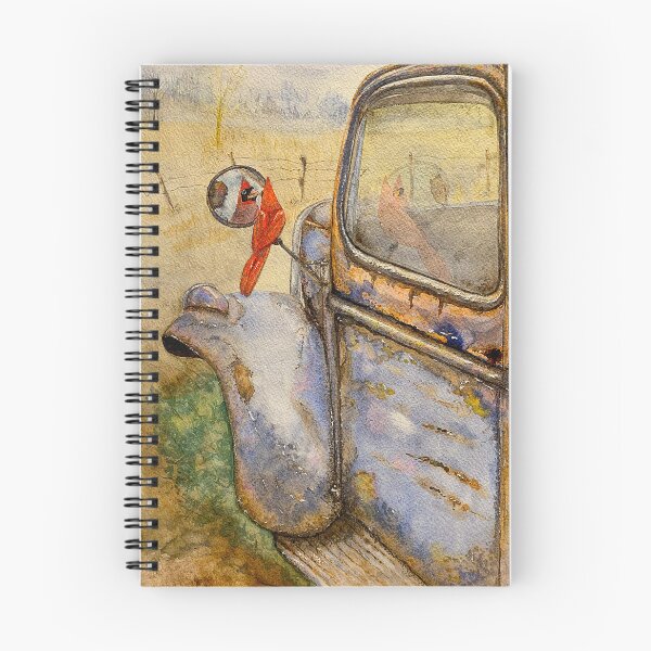 Item preview, Rustic Old Pickup with a Red Bird watercolor painting designed and sold by BirdsandMoreArt.