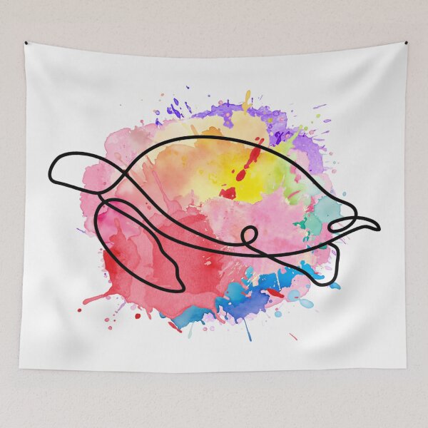 Item preview, Turtle Line Art Watercolor – Minimalist Color Splash Animal Design designed and sold by TheFlowerreeb.