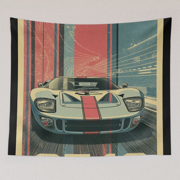 Aperçu de l'œuvre Ford GT40 Legends – Art de voitures de course vintage créée et vendue par DriveInDesign.