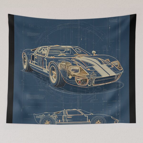 Aperçu de l'œuvre Ford GT40 Legends – Art de voitures de course vintage créée et vendue par DriveInDesign.