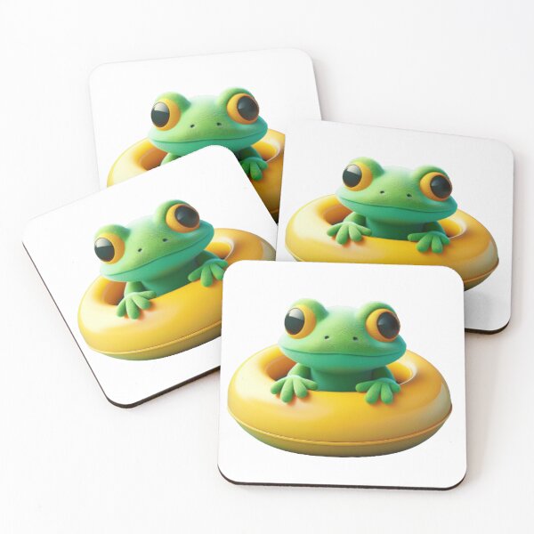 Item preview, Cute summer frog in yellow rubber ring designed and sold by animaldesigns_0.