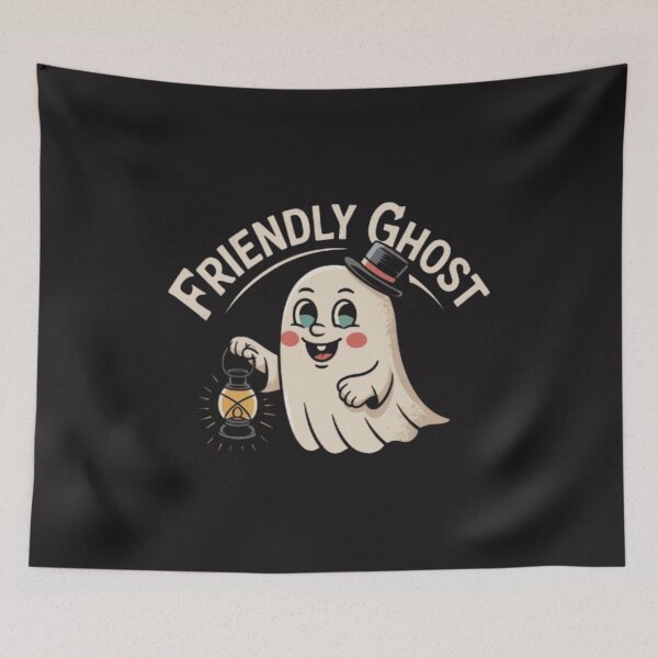 Item preview, Friendly Ghost | Cute Vintage Halloween Ghost with Lantern | Retro Spooky Fun designed and sold by dortmond.
