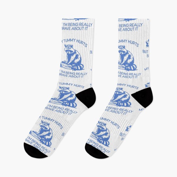 Item preview, My Tummy Hurts But I’m Being Really Brave Funny Raccoon Meme Unhinged Raccoon Mental Health designed and sold by LessIsLoud.