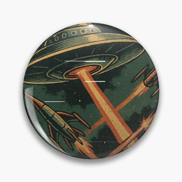 Item preview, Vintage Sci-Fi UFO Battle Over City designed and sold by Super Jedi Rockstar.