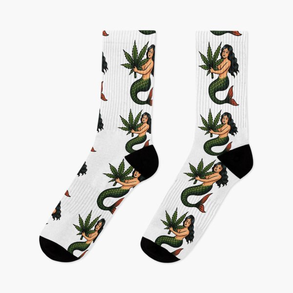 Item preview, Cannabis Mermaid – Old School Tattoo Style Weed Art designed and sold by Wake and Bake.