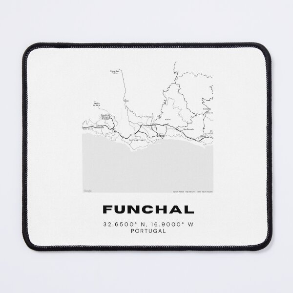 Item preview, Funchal Portugal Coastal Map Poster – Minimalist Black and White City Art, Modern Travel Wall Decor designed and sold by RM-Journey.