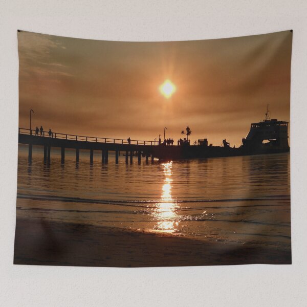Item preview, Kingfisher Bay resort smoky sunset barge and Jetty designed and sold by Mark Grimsley.