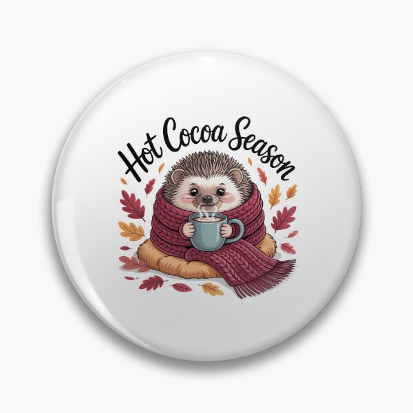 Item preview, Hot Cocoa Season — Cozy Hedgehog & Fall Leaves designed and sold by MagicWander.
