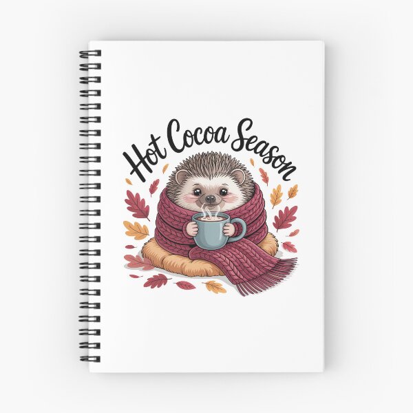 Item preview, Hot Cocoa Season — Cozy Hedgehog & Fall Leaves designed and sold by MagicWander.