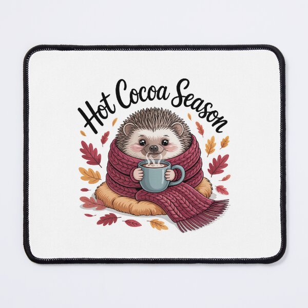 Item preview, Hot Cocoa Season — Cozy Hedgehog & Fall Leaves designed and sold by MagicWander.