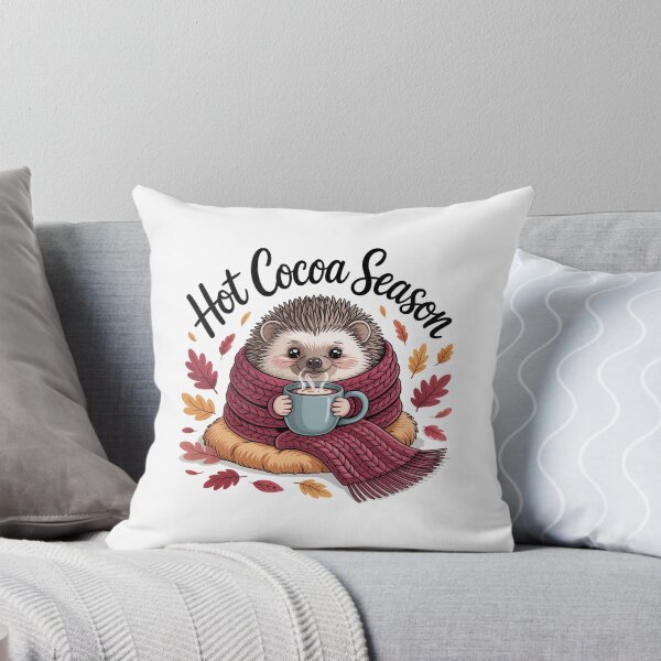 Item preview, Hot Cocoa Season — Cozy Hedgehog & Fall Leaves designed and sold by MagicWander.