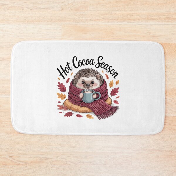 Item preview, Hot Cocoa Season — Cozy Hedgehog & Fall Leaves designed and sold by MagicWander.
