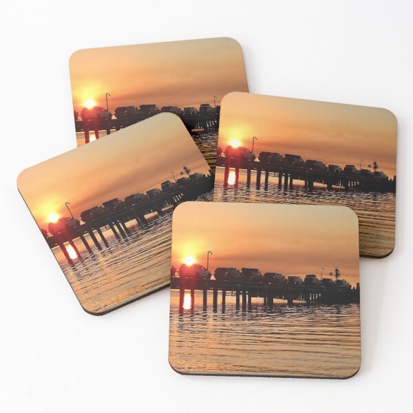 Item preview, Kingfisher Bay resort cars on jetty sunset designed and sold by Mark Grimsley.