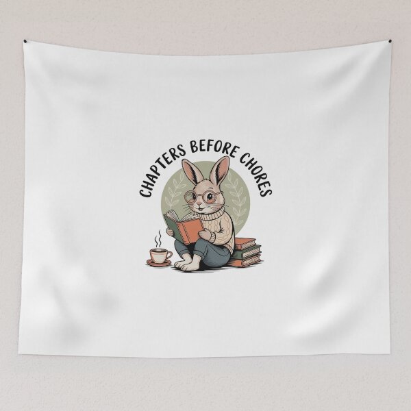 Item preview, Chapters Before Chores Cozy Reading Rabbit designed and sold by MagicWander.