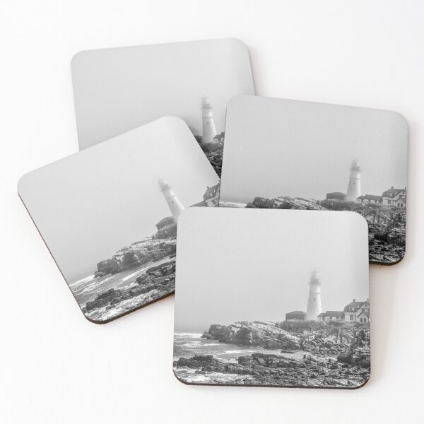 Item preview, Portland Head Lighthouse Black and White Fog Photograph | Coastal Maine Home Decor & Accessories designed and sold by Compass and a Camera.