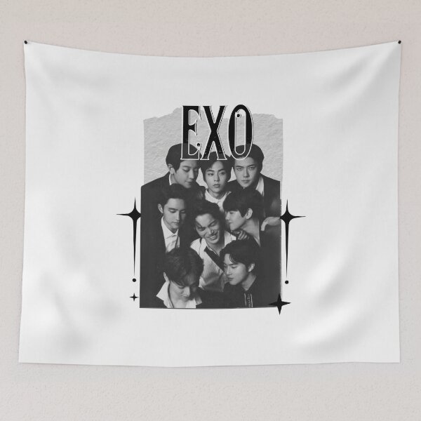 Item preview, EXO Kpop Boy group Scrapbook Collage Cozy Y2K Vintage Design designed and sold by HELL0WBELLO.