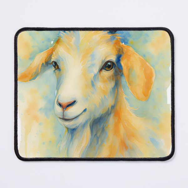 Item preview, Vibrant Goat – Blue and Orange Watercolor Splash designed and sold by FunnySignalStudio.