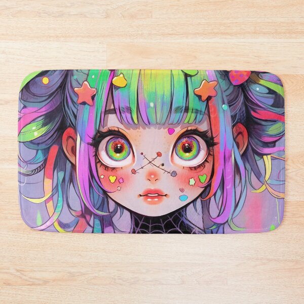 Item preview, Rainbow Pigtail Cobweb Anime Girl Aesthetic designed and sold by bubblegoth.
