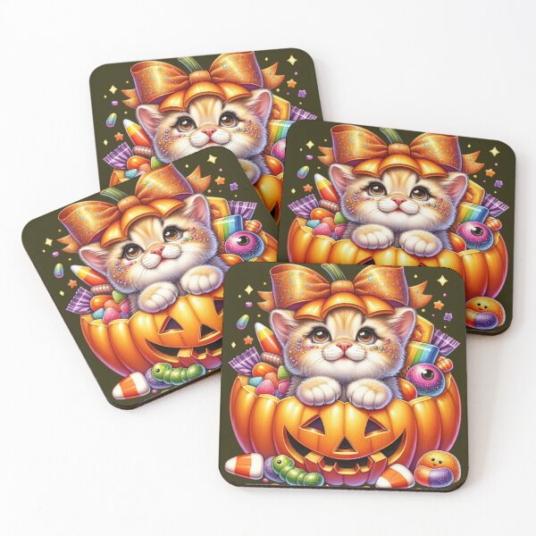 Item preview, Cute Halloween Cat in Pumpkin – Kawaii Spooky Black Cat Illustration designed and sold by Lulunza.