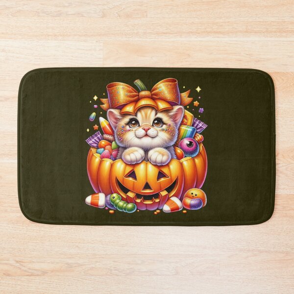 Item preview, Cute Halloween Cat in Pumpkin – Kawaii Spooky Black Cat Illustration designed and sold by Lulunza.