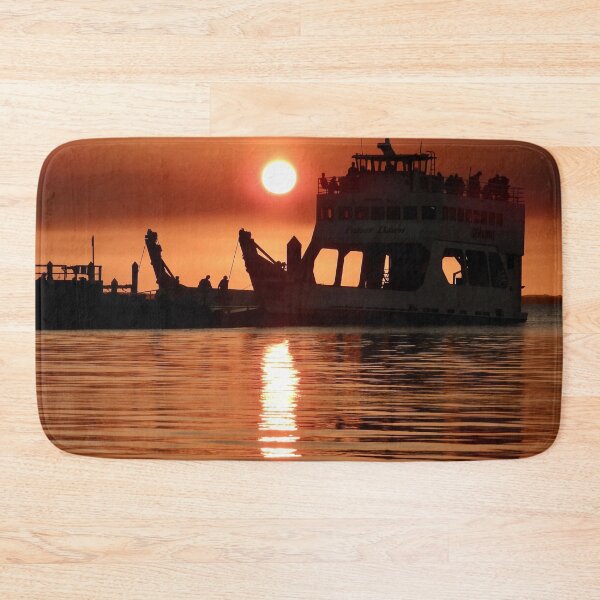 Item preview, Kingfisher Bay resort barge jetty sunset smokey  designed and sold by Mark Grimsley.