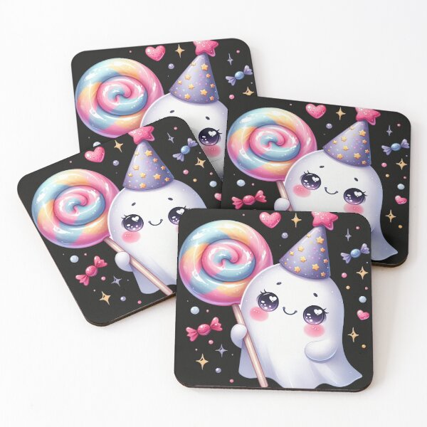 Item preview, Cute Halloween Ghost with Candy – Kawaii Spooky Spirit Illustration designed and sold by Lulunza.