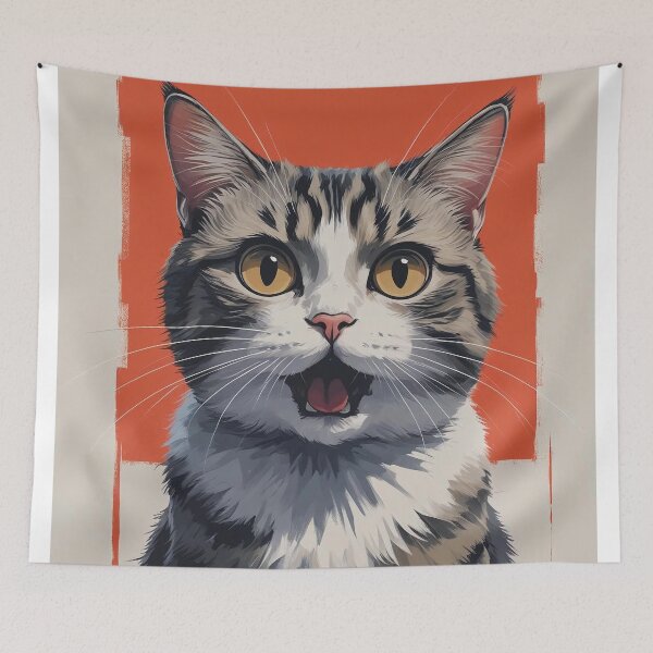 Item preview, Illustrated Surprised Tabby Cat Portrait designed and sold by Rue Design Company.