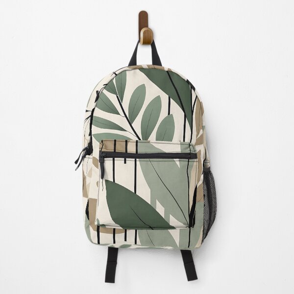 Item preview, Mid-Century Boho Leaves – Abstract Geometric Design in Green and Beige designed and sold by Dino-Lune.