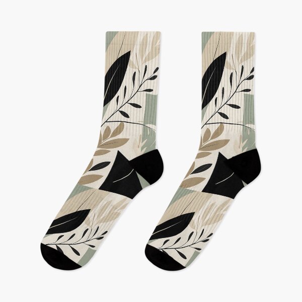 Item preview, Mid-Century Boho Leaves – Abstract Geometric Design in Green and Beige designed and sold by Dino-Lune.