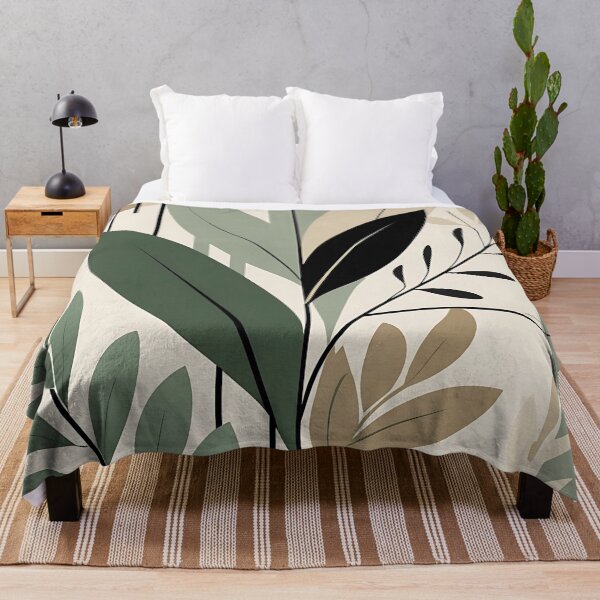 Item preview, Mid-Century Boho Leaves – Abstract Geometric Design in Green and Beige designed and sold by Dino-Lune.