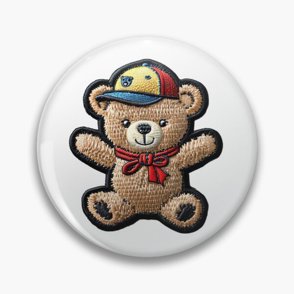 Item preview, Cute bear with colorful hat and stylish ribbon - luxury embroidery badge designed and sold by AliKwStore.