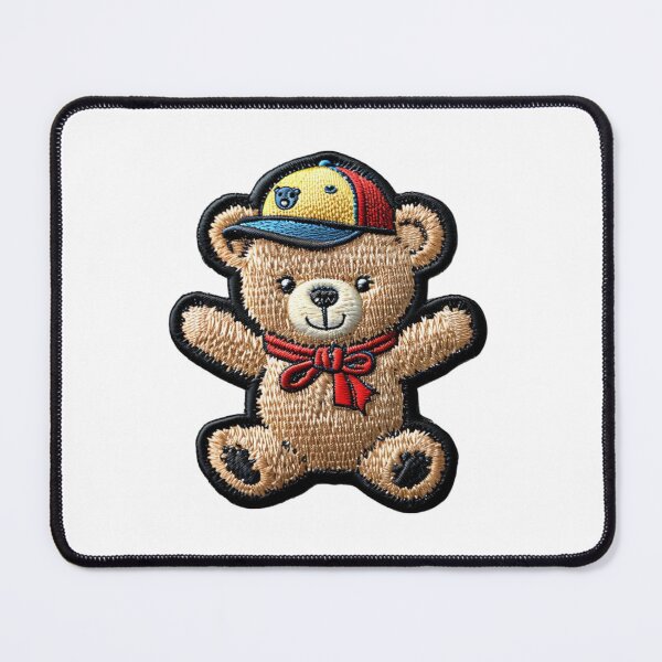 Item preview, Cute bear with colorful hat and stylish ribbon - luxury embroidery badge designed and sold by AliKwStore.