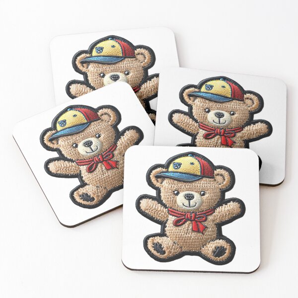 Item preview, Cute bear with colorful hat and stylish ribbon - luxury embroidery badge designed and sold by AliKwStore.