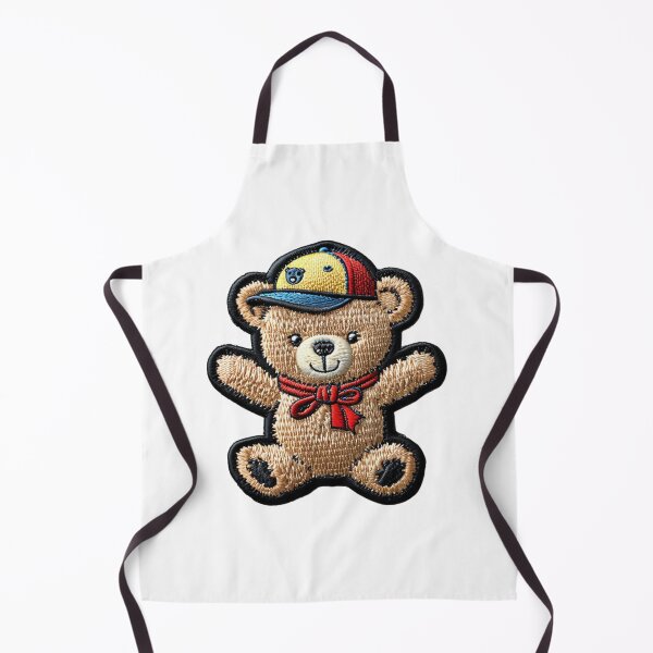 Item preview, Cute bear with colorful hat and stylish ribbon - luxury embroidery badge designed and sold by AliKwStore.
