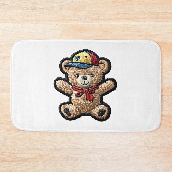 Item preview, Cute bear with colorful hat and stylish ribbon - luxury embroidery badge designed and sold by AliKwStore.