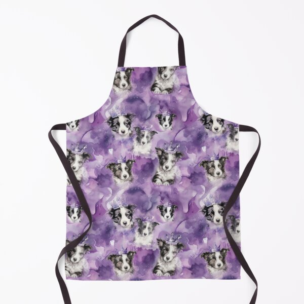 Item preview, Crowned Border Collie Puppies – Purple Watercolor Pattern Design designed and sold by baggycatsworld.