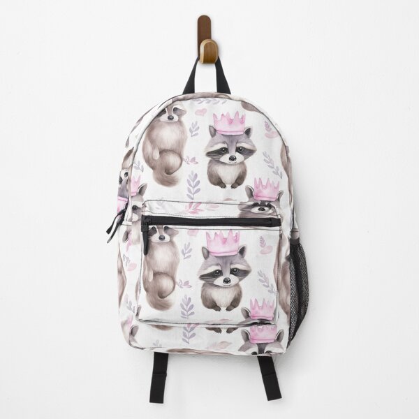 Item preview, Crowned Raccoons – Cute Pink Crown Raccoon Pattern Design designed and sold by baggycatsworld.