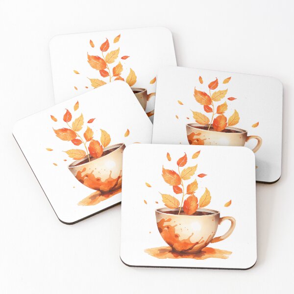 Item preview, Autumn Coffee Cup with Fall Leaves - Cozy Watercolor Art designed and sold by CreativeVisionsHub.