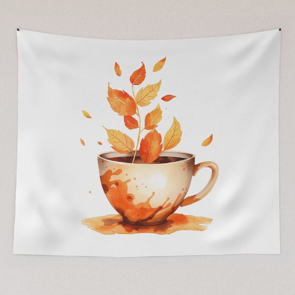 Item preview, Autumn Coffee Cup with Fall Leaves - Cozy Watercolor Art designed and sold by CreativeVisionsHub.