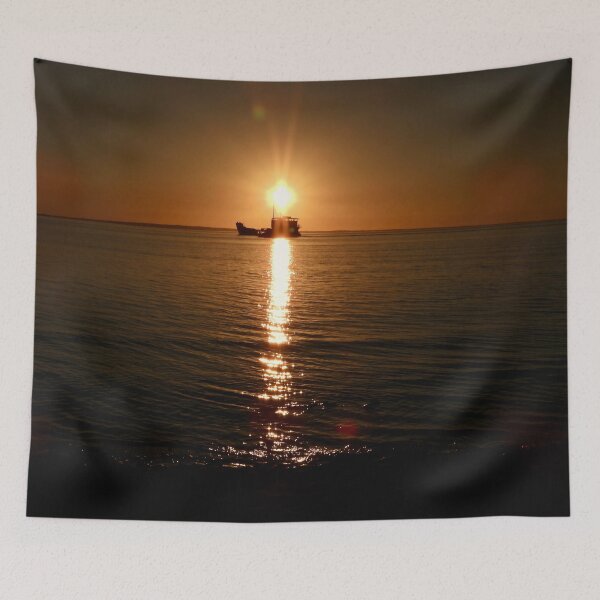 Item preview, barge at Kingfisher Bay resort smoky sunset designed and sold by Mark Grimsley.