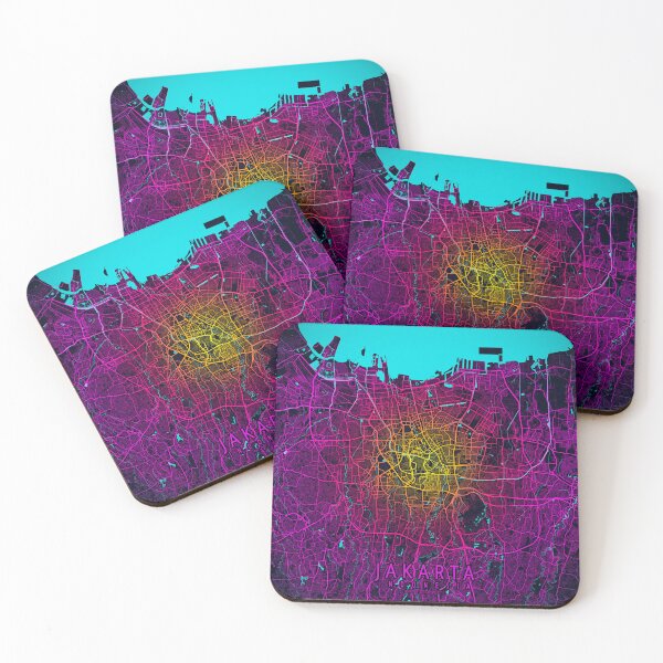 Item preview, Jakarta City Map of Indonesia - Neon designed and sold by deMAP.