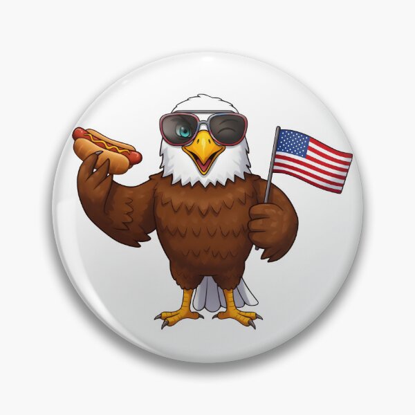 Item preview, eagly Funny Cartoon Eagle with hot dog and usa flag designed and sold by Uglyandcute.
