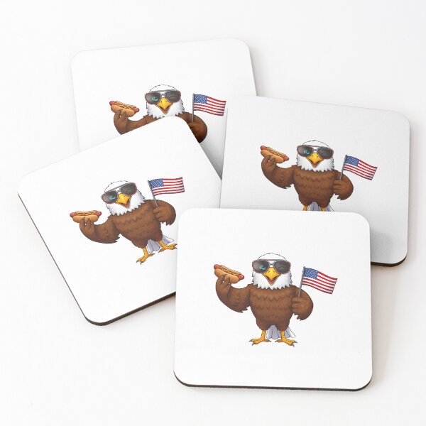 Item preview, eagly Funny Cartoon Eagle with hot dog and usa flag designed and sold by Uglyandcute.