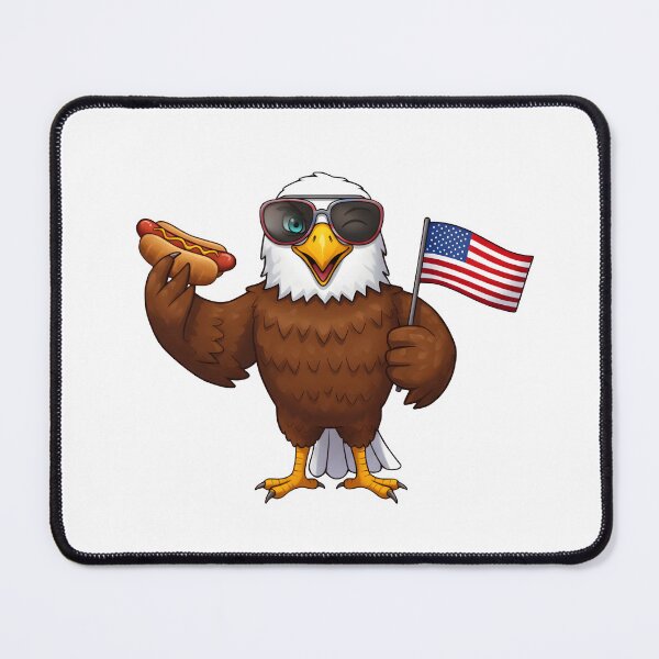 Item preview, eagly Funny Cartoon Eagle with hot dog and usa flag designed and sold by Uglyandcute.