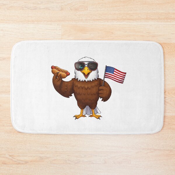 Item preview, eagly Funny Cartoon Eagle with hot dog and usa flag designed and sold by Uglyandcute.