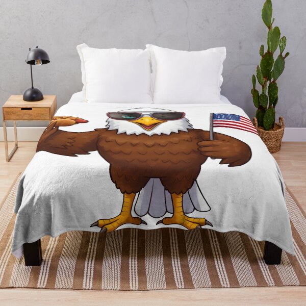 Item preview, eagly Funny Cartoon Eagle with hot dog and usa flag designed and sold by Uglyandcute.