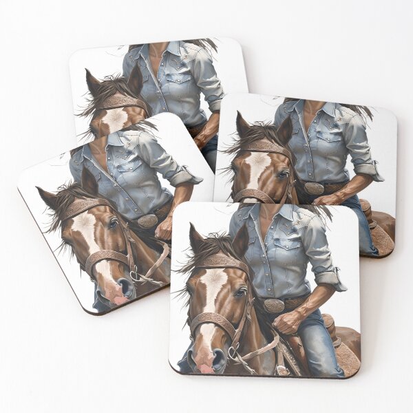 Item preview, Western Cowgirl Riding Horse – Rustic Country Lifestyle Art designed and sold by TeesOcean.