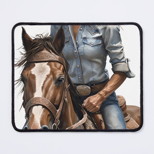 Item preview, Western Cowgirl Riding Horse – Rustic Country Lifestyle Art designed and sold by TeesOcean.