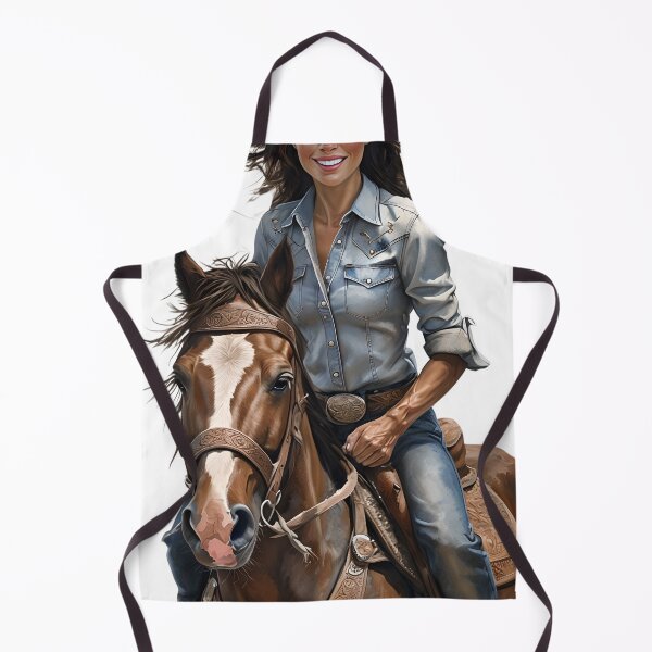 Item preview, Western Cowgirl Riding Horse – Rustic Country Lifestyle Art designed and sold by TeesOcean.